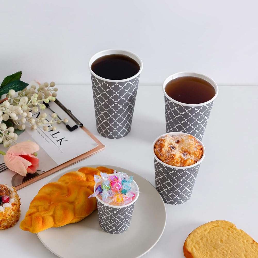 Lamosi Coffee Cups 16 oz 180 Pack, Disposable Coffee Cups, Disposable Cup,16 oz Hot Cup, Paper Insulated Cup for Cold Hot Drinks (No Lids) - Image 2