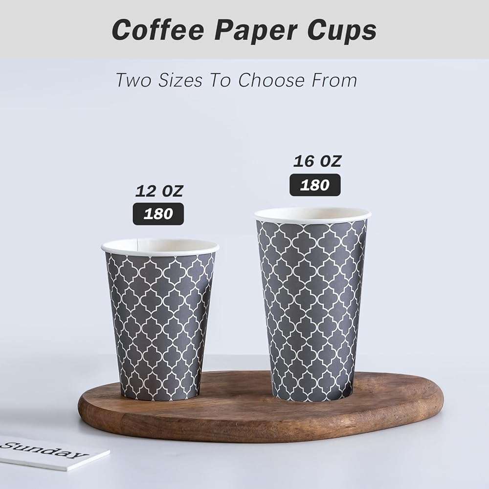 Lamosi Coffee Cups 16 oz 180 Pack, Disposable Coffee Cups, Disposable Cup,16 oz Hot Cup, Paper Insulated Cup for Cold Hot Drinks (No Lids) - Image 4