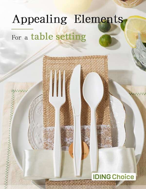 IDING Choice 100% Compostable 200 Count No Plastic Spoons, Plastic Utensils, The Heavyweight Heavy Duty Flatware is Eco-Friendly Products for Lounge Party Wedding Office BBQ Picnic Camping. - Image 4