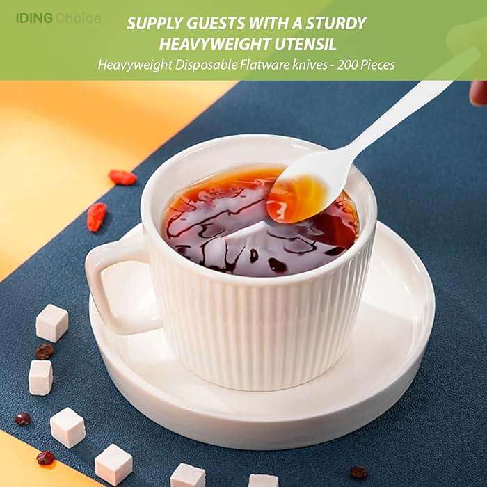 IDING Choice 100% Compostable 200 Count No Plastic Spoons, Plastic Utensils, The Heavyweight Heavy Duty Flatware is Eco-Friendly Products for Lounge Party Wedding Office BBQ Picnic Camping. - Image 6