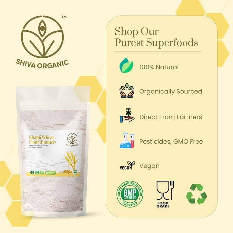 Shiva Organic Khapli Wheat Atta - 4.5 kg | Emmer Wheat Flour | High Fiber, Low Gluten, Ancient Grain with Abundant Bran - Image 4