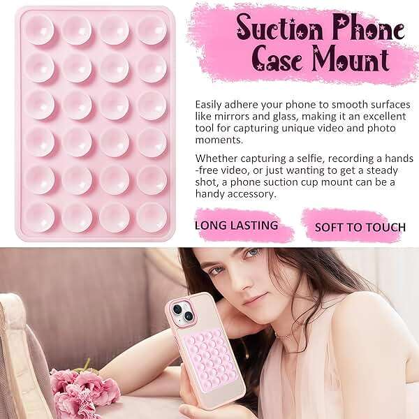 PKYAA Anteel Silicone Suction Phone Case Mount, Silicon Adhesive Phone Accessory for Smartphones, Hands-Free Mirror Shower Phone Holder for Selfies, Tiktok Videos (Translucent) - Image 2