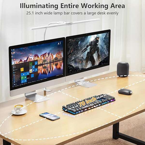 EppieBasic LED Double Head Architect Lamps, Extra Bright Workbench Office Lighting, Eye Protection Modern Desk Light for Monitor Working Reading White 1200LM - Image 3