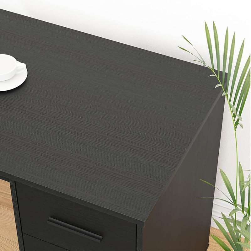 HSH Black L Shaped Desk with File Drawers Shelves, Reversible Corner Metal Wood Computer Desk with Storage Cabinet, Modern Large Executive Work Writing Study Table for Home Office Bedroom, 59 Inch - Image 5