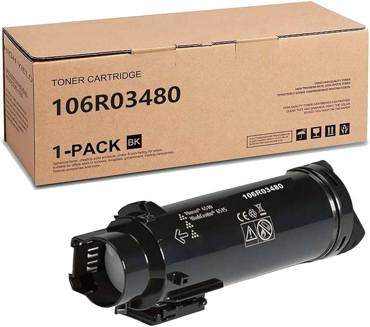 106R03480 Black Toner Cartridge Compatible for Xerox | Compatible withXerox Phaser 6510 Workcentre 6515 - Image 1