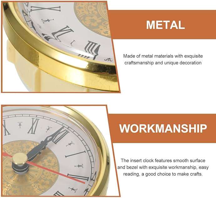 Yardwe Retro Clock 3 Inch Quartz Clock Insert with Roman Numeral Dial Metal Frame Silent Movement for DIY Craft Decoration - Image 5