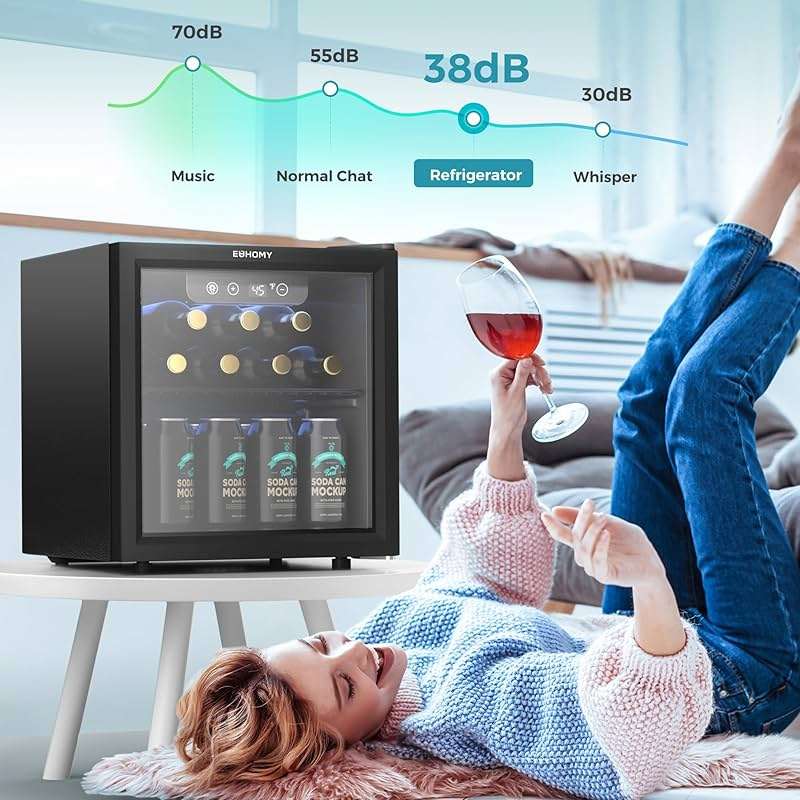 EUHOMY 48 Can Beverage Refrigerator cooler-Mini Fridge Glass Door for Beer Drinks Wines, Countertop Beverage Fridge with Adjustable Shelves Blue LED for Home/Office/Dorm/Bar, 1.3 cu.ft - Image 7