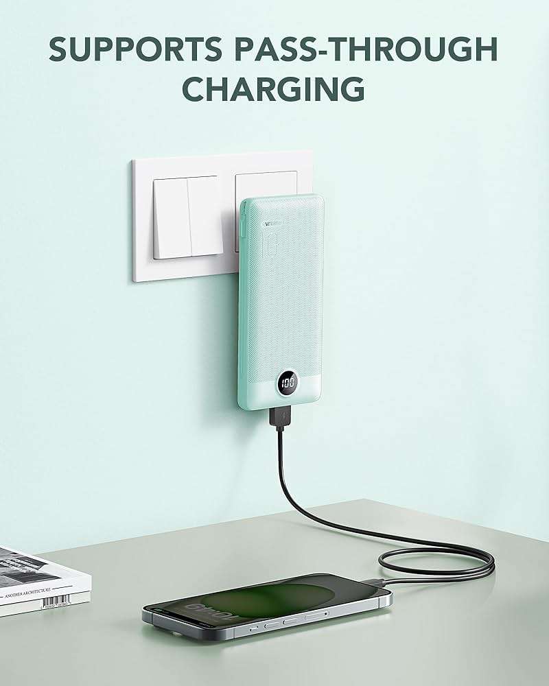 VRURC Portable Charger Built-in Cables and AC Wall Plug, USB C Power Bank 10000mAh, Travel Battery Portable Phone Charger Compact Lightweight External Battery Pack for Smart Phones, Tablets etc-Green - Image 9