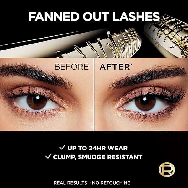 L'Oreal Paris Voluminous Panorama Mascara, Volumizing and Lengthening Mascara, Washable Longwear and Smudge Resistant Make Up, Blackest Black, 0.33 Fl Oz - Image 3