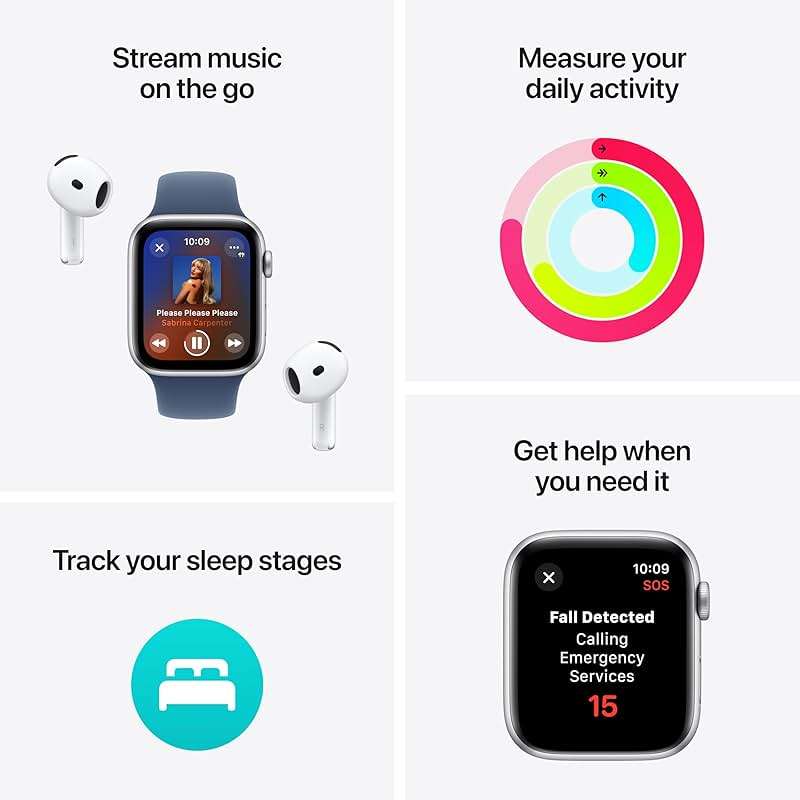 Apple Watch SE (2nd Gen) [GPS 40mm] Smartwatch with Starlight Aluminum Case with Starlight Sport Band S/M. Fitness & Sleep Tracker, Crash Detection, Heart Rate Monitor - Image 3