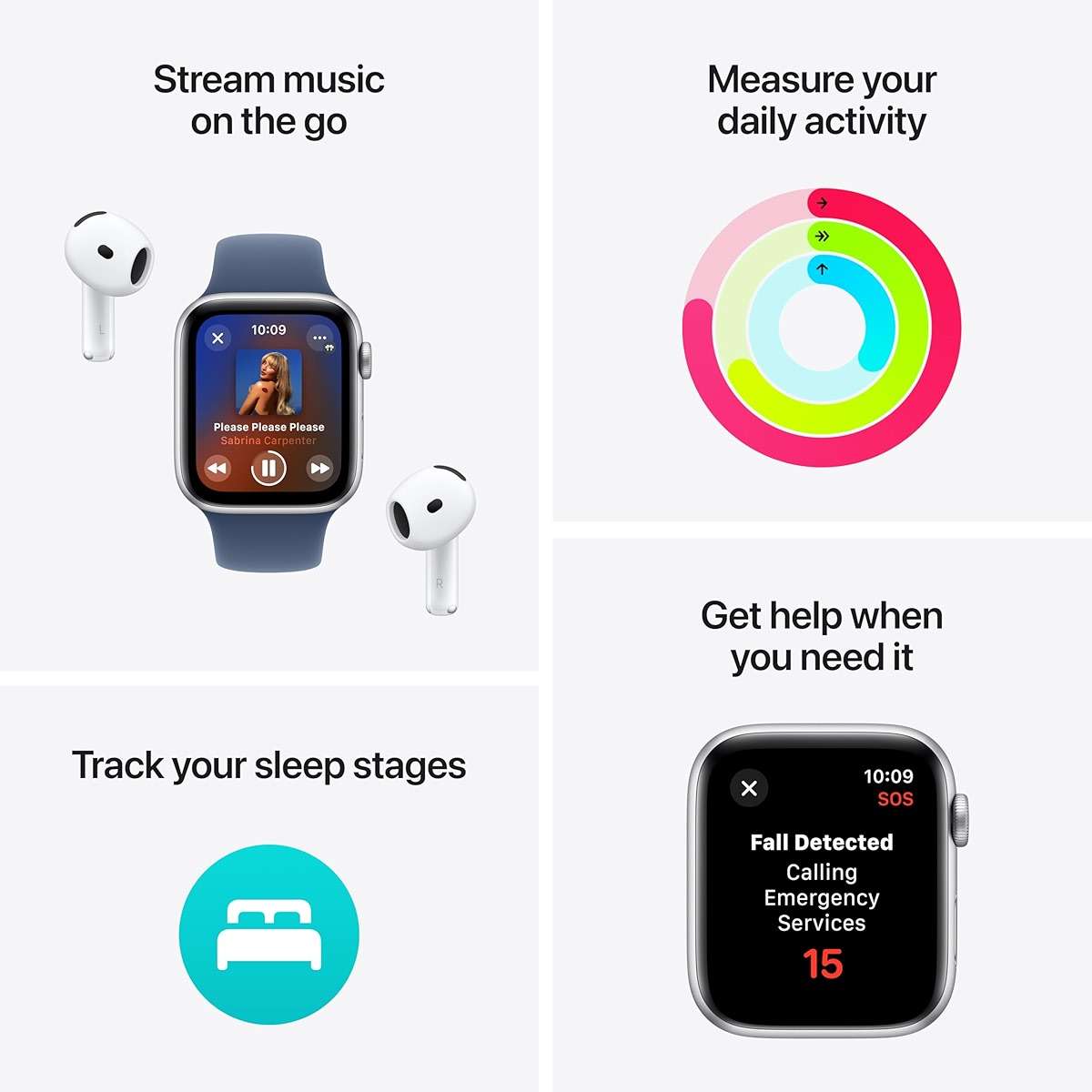 Apple Watch SE (2nd Gen) [GPS 40mm] Smartwatch with Starlight Aluminum Case with Starlight Sport Band S/M. Fitness & Sleep Tracker, Crash Detection, Heart Rate Monitor - Image 3