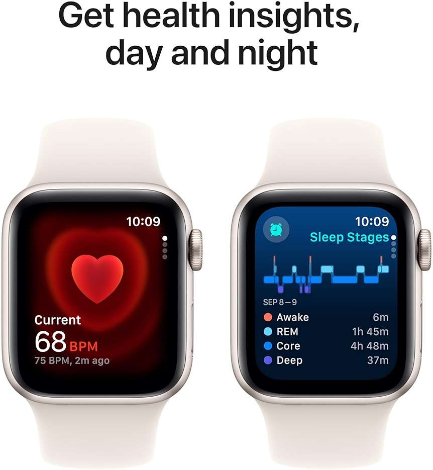 Apple Watch SE (2nd Gen) [GPS 40mm] Smartwatch with Starlight Aluminum Case with Starlight Sport Band S/M. Fitness & Sleep Tracker, Crash Detection, Heart Rate Monitor - Image 4
