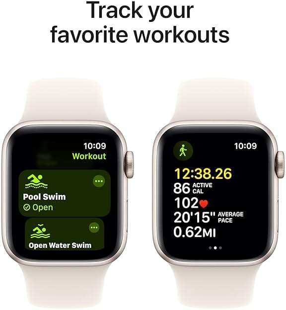 Apple Watch SE (2nd Gen) [GPS 40mm] Smartwatch with Starlight Aluminum Case with Starlight Sport Band S/M. Fitness & Sleep Tracker, Crash Detection, Heart Rate Monitor - Image 5