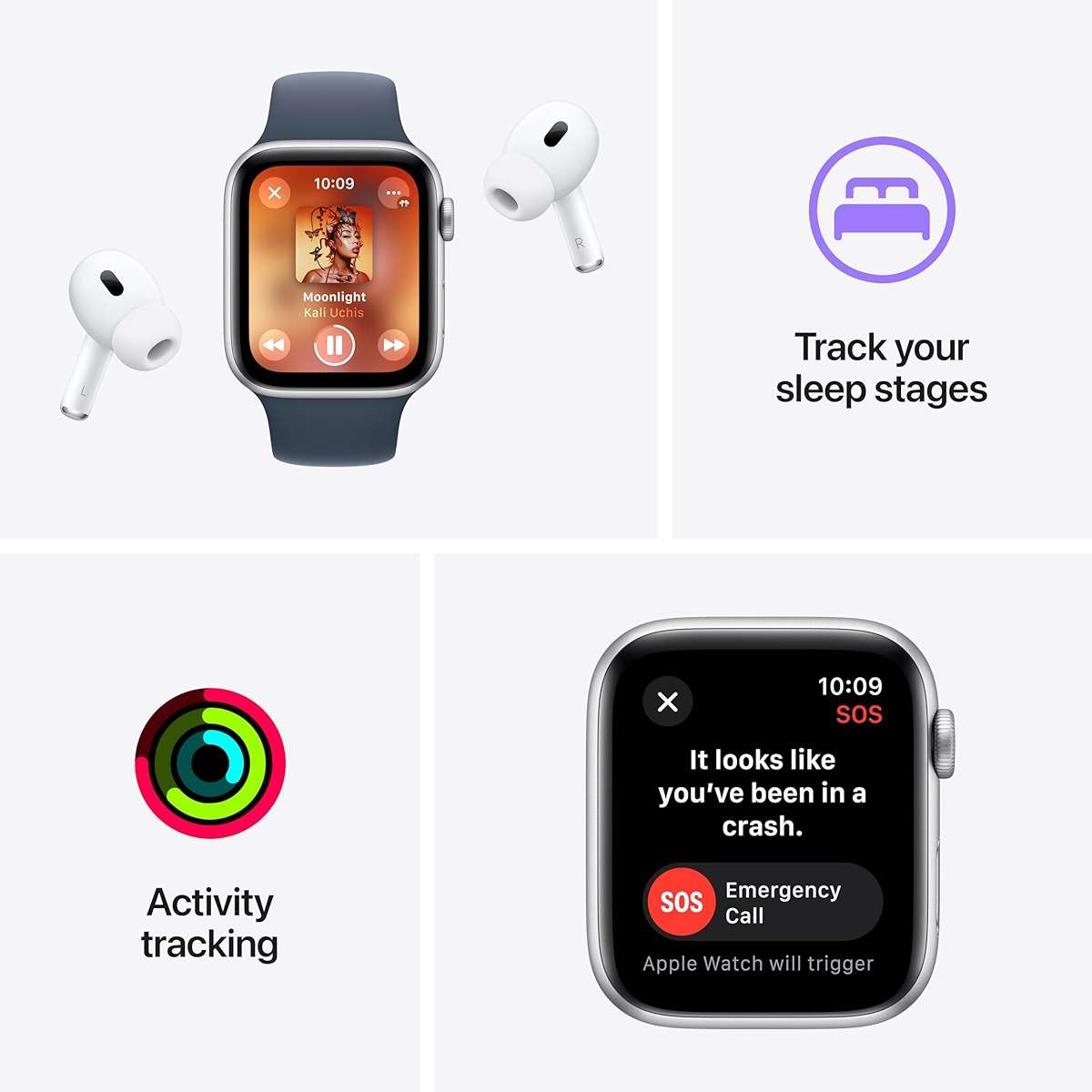 Apple Watch SE (2nd Gen) [GPS 40mm] Smartwatch with Starlight Aluminum Case with Starlight Sport Band S/M. Fitness & Sleep Tracker, Crash Detection, Heart Rate Monitor - Image 7