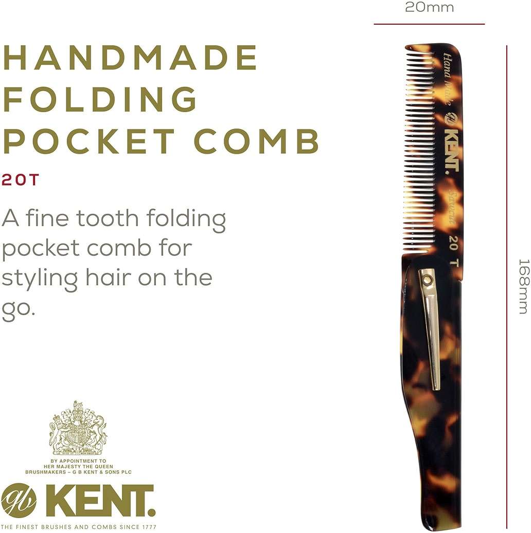 Kent Combs 20T, 81T, FOT for Men Beard Comb Set, Folding Comb for Travel and Home Care, Mustache and Mini Combs for Men, Handmade Mens Beard Grooming Set - Image 2