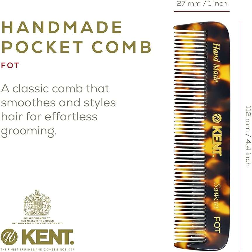 Kent Combs 20T, 81T, FOT for Men Beard Comb Set, Folding Comb for Travel and Home Care, Mustache and Mini Combs for Men, Handmade Mens Beard Grooming Set - Image 3