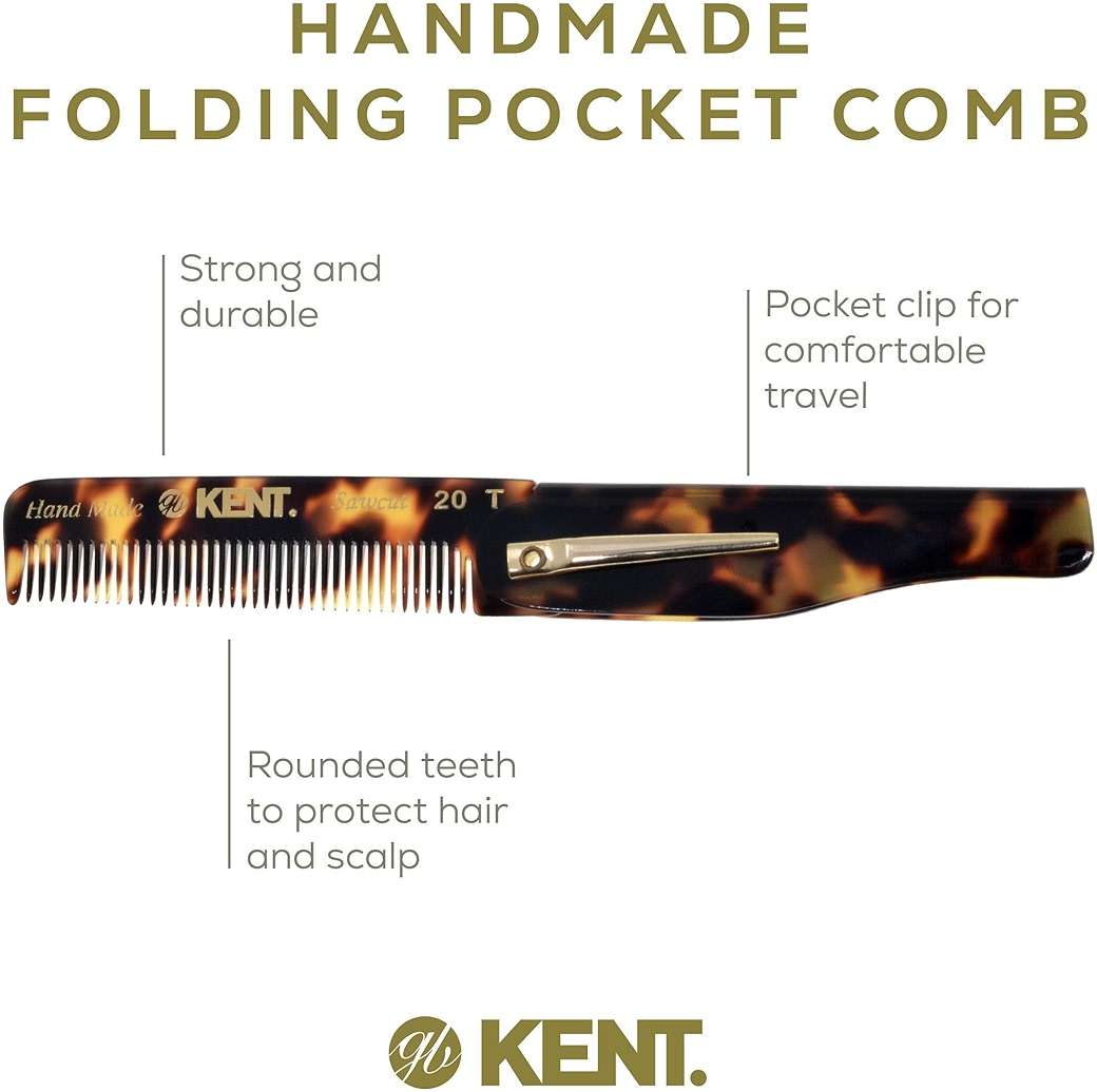 Kent Combs 20T, 81T, FOT for Men Beard Comb Set, Folding Comb for Travel and Home Care, Mustache and Mini Combs for Men, Handmade Mens Beard Grooming Set - Image 5