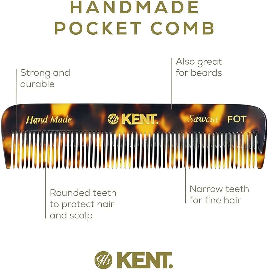 Kent Combs 20T, 81T, FOT for Men Beard Comb Set, Folding Comb for Travel and Home Care, Mustache and Mini Combs for Men, Handmade Mens Beard Grooming Set - Image 6