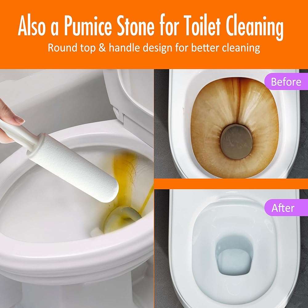 SALVMARY Pumice Stone Toilet Bowl Cleaner with Handle Hard Water Stain Remover for Household Cleaning, Pet Hair Remover Pumice Stone Cat Dog Fur Removal Tool, White 1 Pack - Image 4