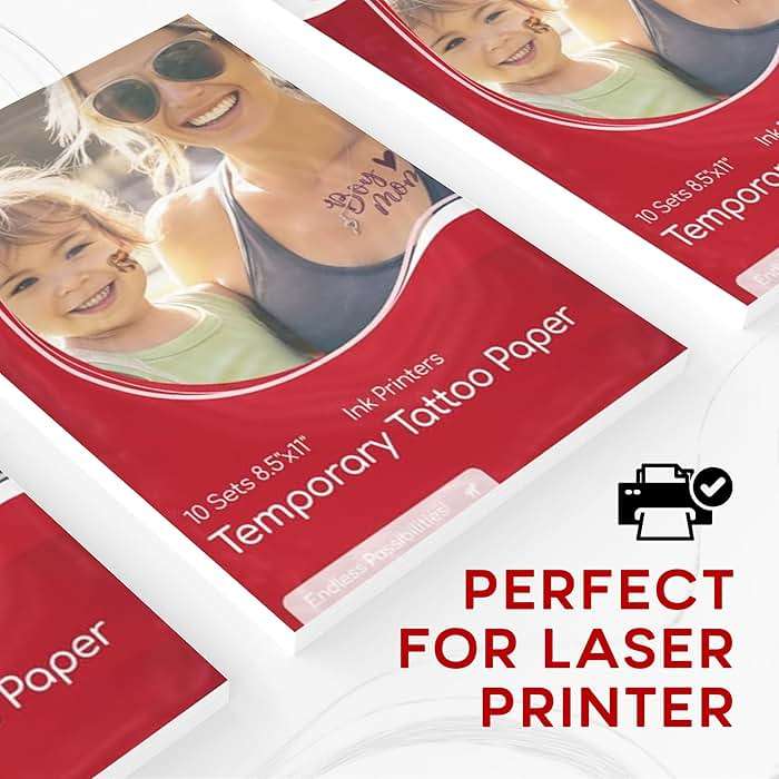 BubblePop! Printable Temporary Tattoo Paper for Laser Printer - Skin-Safe, Water-Resistant Tattoo Paper for Printer - Make Your Own Temporary Tattoos with Blank 8.5x11” Sheets - 10 Set - Image 5
