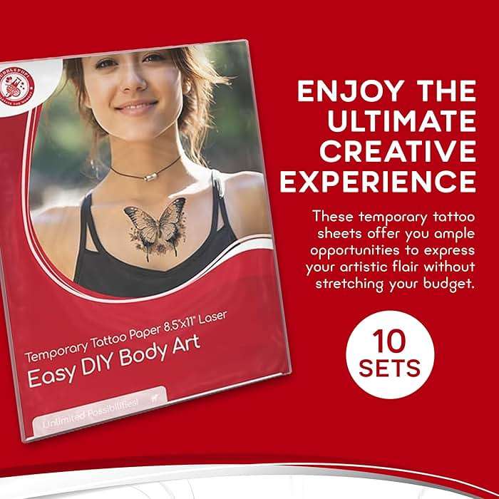 BubblePop! Printable Temporary Tattoo Paper for Laser Printer - Skin-Safe, Water-Resistant Tattoo Paper for Printer - Make Your Own Temporary Tattoos with Blank 8.5x11” Sheets - 10 Set - Image 6