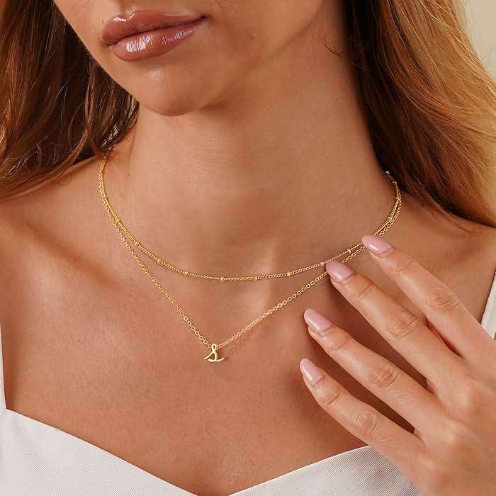 Yoosteel Layered Initial Necklaces for Women Trendy - 14K Gold-Plated Layering Letter A-Z Initial Necklace Stack Birthday Gifts for Women Teen Girls Jewelry - Image 4
