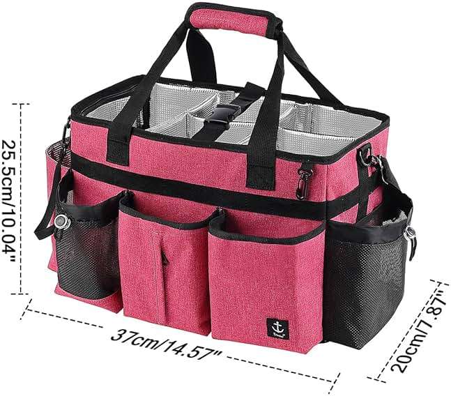 Timoxi Large Cleaning Caddy Bag Built-in Sturdy Support Board, Cleaning Organizer with Detachable Divider, Cleaning Supply Tote with Adjustable Shoulder Strap&Waist Belt for Cleaners & Housekeeper - Image 2
