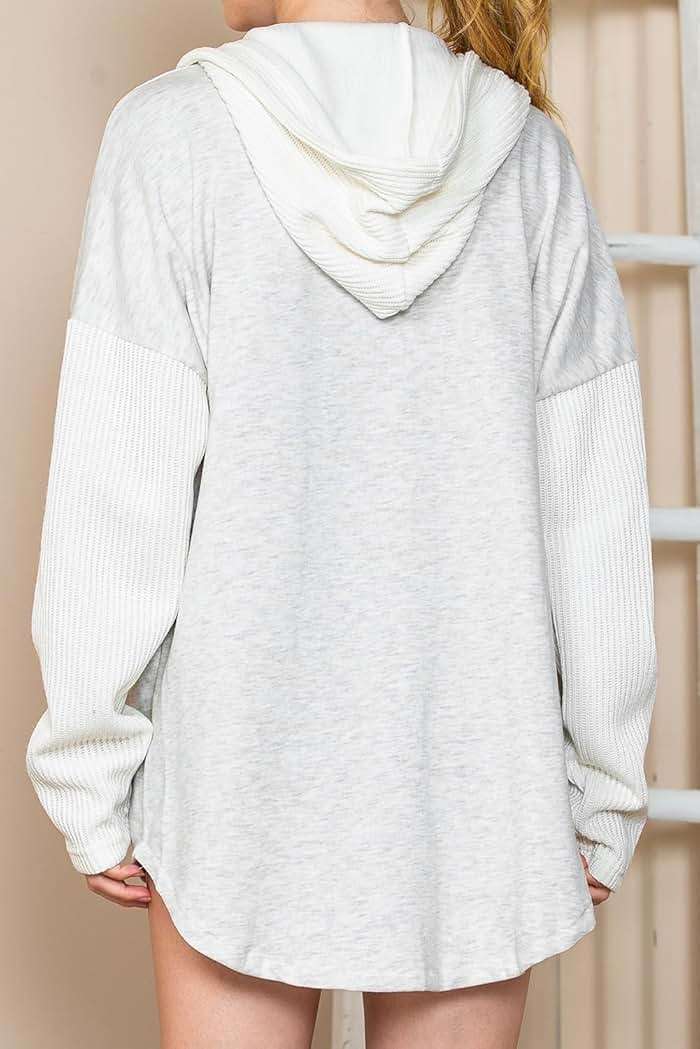 SHEWIN Oversized Sweatshirt for Women Loose Fit Casual Long Sleeve Button Hooded Sweatshirts Hoodies with Pocket - Image 6