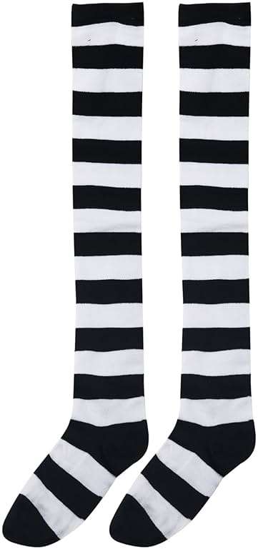 Bestjybt Women Striped Thigh High Socks Over Knee Socks Knee High Costume Stockings Leg Warmers - Image 2
