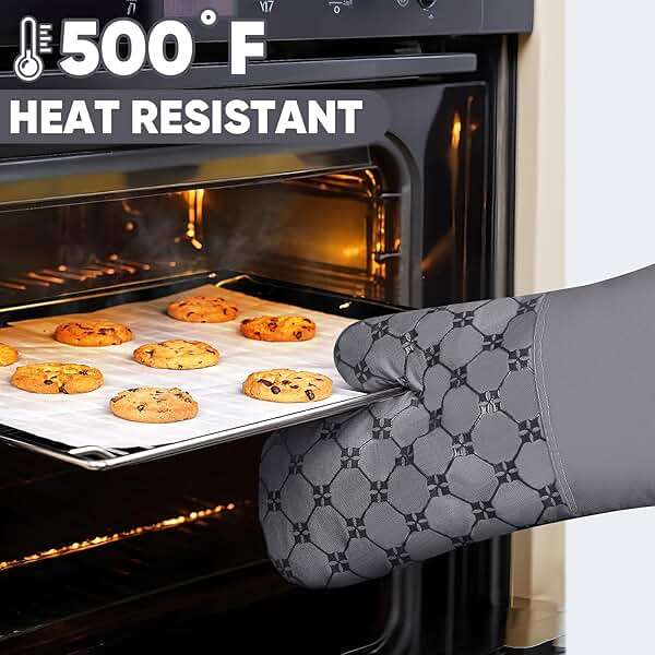 Oven Mitts Kitchen Towels Dishcloths with Pot Holders Sets 12PCS, Dish Towels Sets, Oven Gloves Pot Pads Heat Resistant 500 Degrees with Non-Slip Silicone Surface for Cooking Baking Grilling-Grey - Image 6