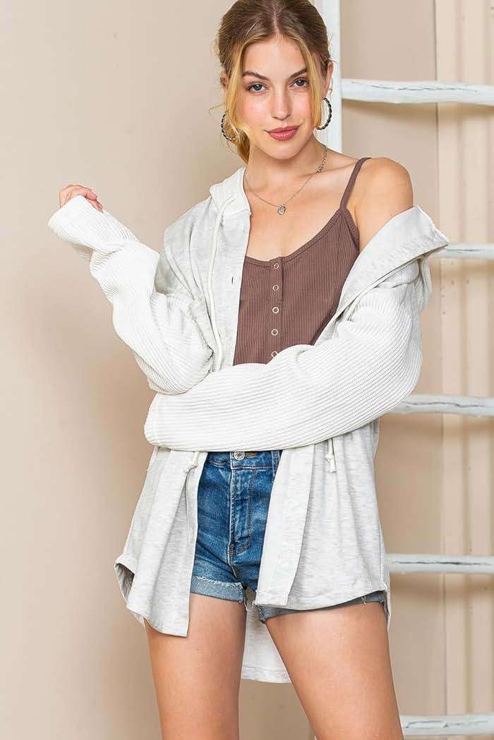 SHEWIN Oversized Sweatshirt for Women Loose Fit Casual Long Sleeve Button Hooded Sweatshirts Hoodies with Pocket - Image 4