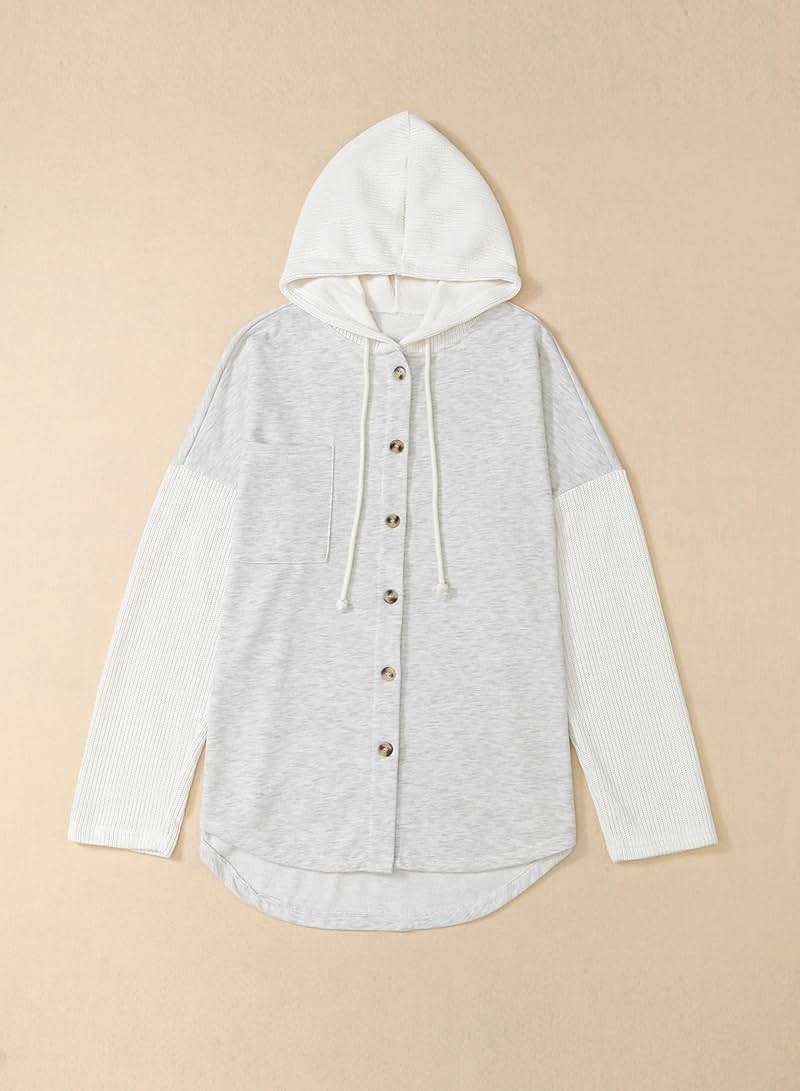 SHEWIN Oversized Sweatshirt for Women Loose Fit Casual Long Sleeve Button Hooded Sweatshirts Hoodies with Pocket - Image 7