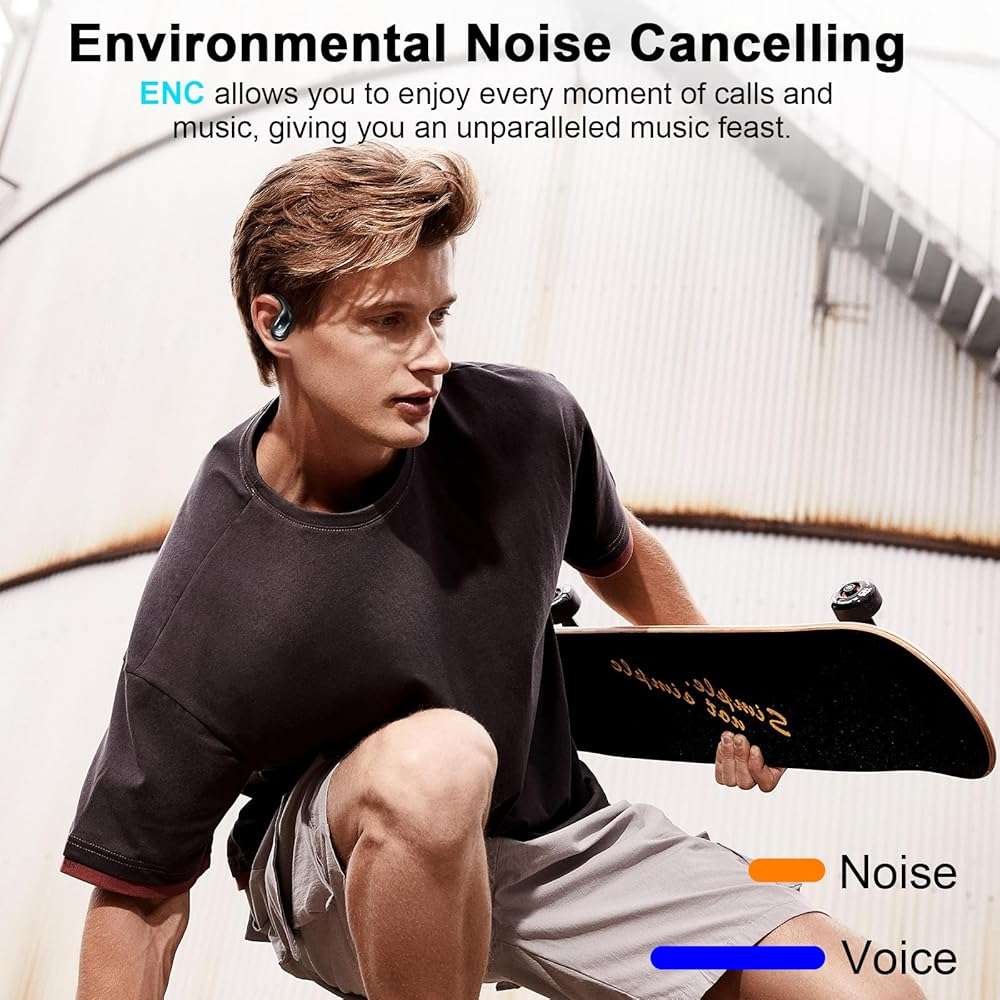 Wireless Earbud, 75Hrs Bluetooth 5.4 Headphones IP7 Waterproof for Sport, Running Wireless Earphones with ENC Noise Cancelling Mics, Deep Bass Over Ear bud with Earhooks for Android, iOS, Workout, Gym - Image 5