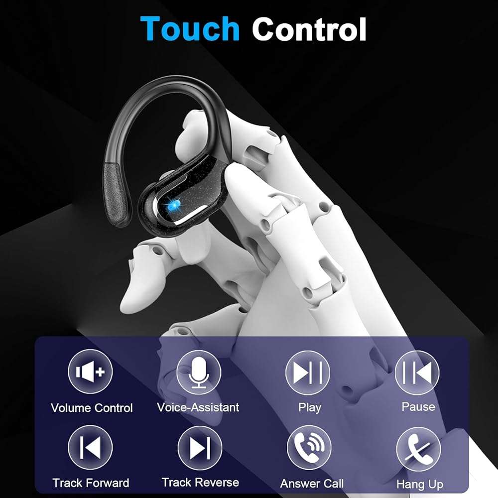 Wireless Earbud, 75Hrs Bluetooth 5.4 Headphones IP7 Waterproof for Sport, Running Wireless Earphones with ENC Noise Cancelling Mics, Deep Bass Over Ear bud with Earhooks for Android, iOS, Workout, Gym - Image 6