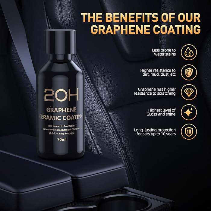 20H Advanced Graphene Ceramic Coating for Cars (70ml) - Car Detailing Kit, 10+ Years of Long Lasting Protection, Apply After Car Wash & Paint Correction, Ultra High Gloss - Image 7