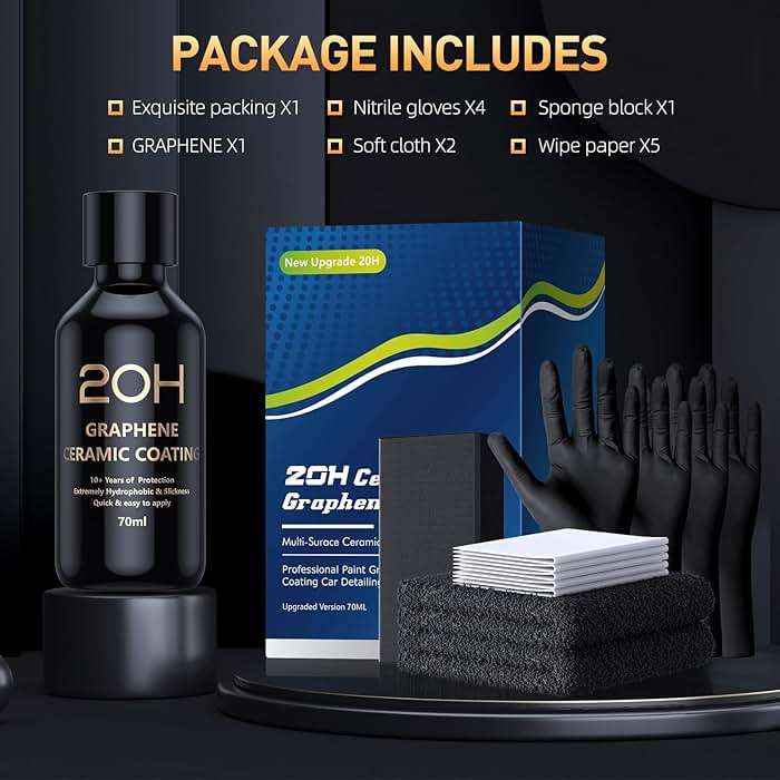 20H Advanced Graphene Ceramic Coating for Cars (70ml) - Car Detailing Kit, 10+ Years of Long Lasting Protection, Apply After Car Wash & Paint Correction, Ultra High Gloss - Image 8