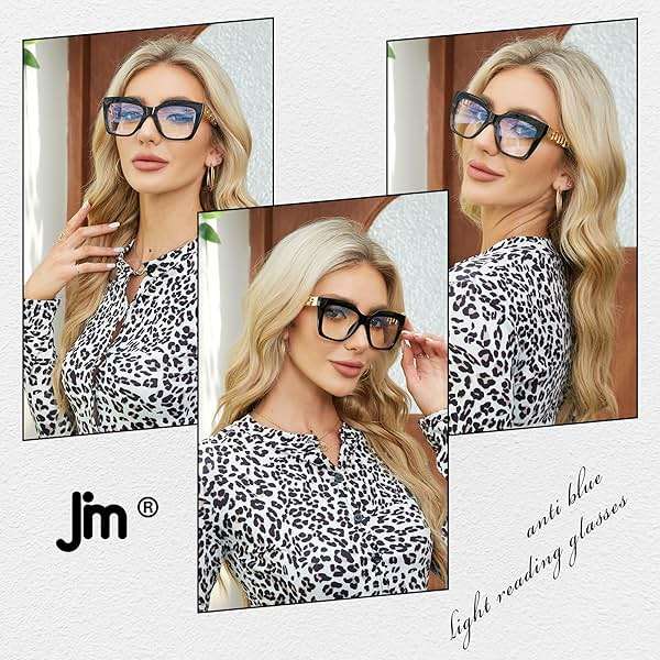 JM 3 Pack Reading Glasses for Women, Oversized Fashion Blue Light Blocking Computer Readers - Image 2