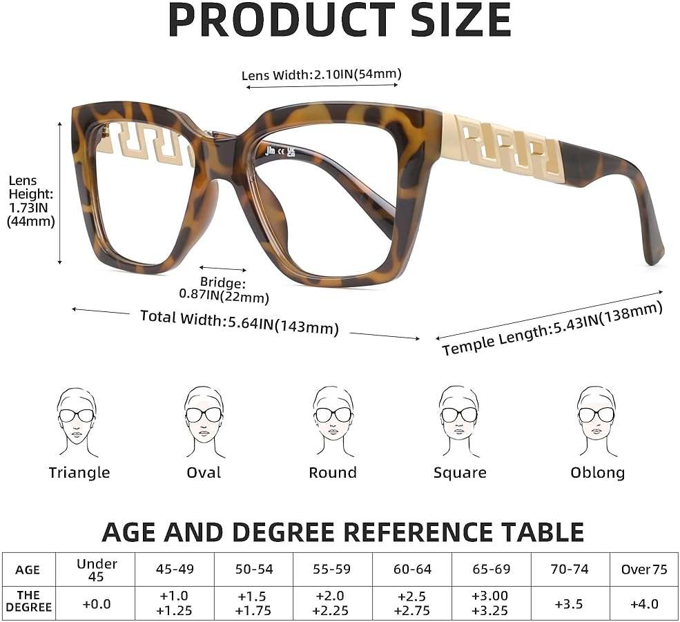 JM 3 Pack Reading Glasses for Women, Oversized Fashion Blue Light Blocking Computer Readers - Image 5