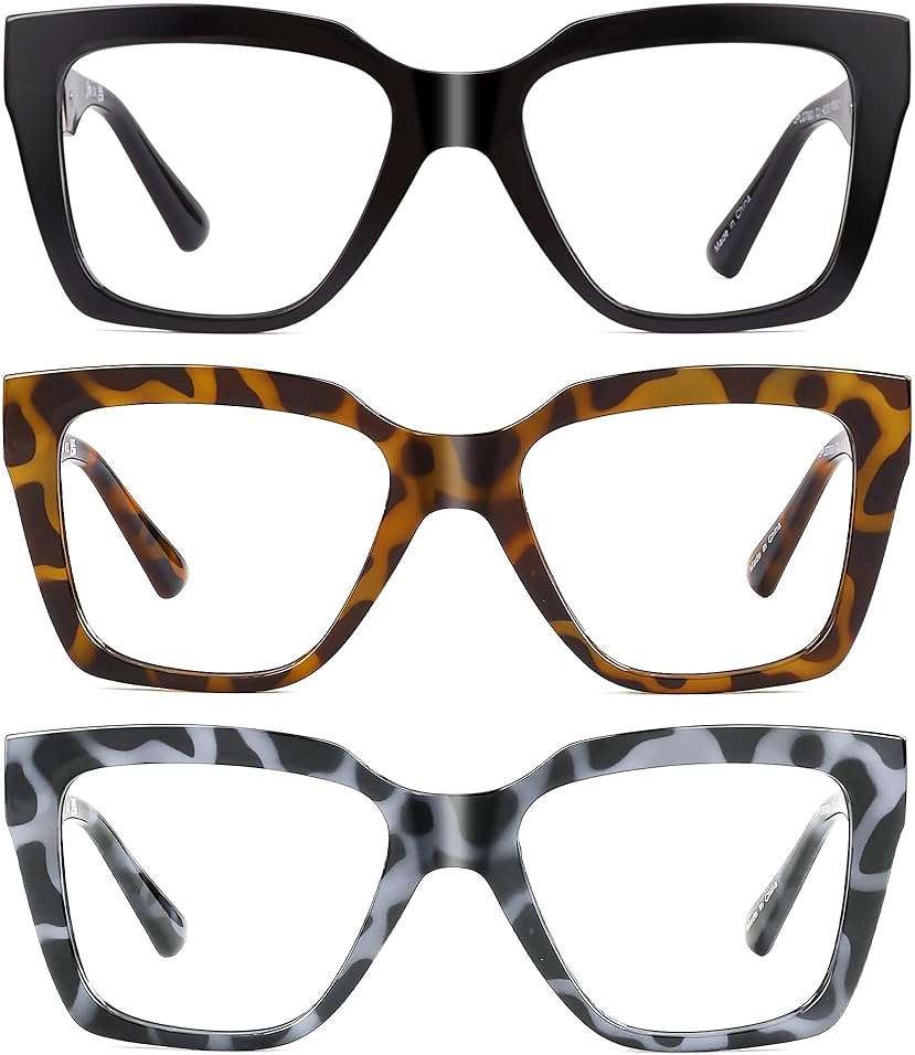 JM 3 Pack Reading Glasses for Women, Oversized Fashion Blue Light Blocking Computer Readers - Image 7