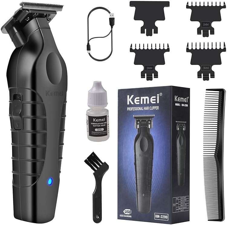 KEMEI PG2299 Professional Hair/Beard Trimmer for Men, Zero Gapped Hair Clippers for Barbers, Cordless - Image 1