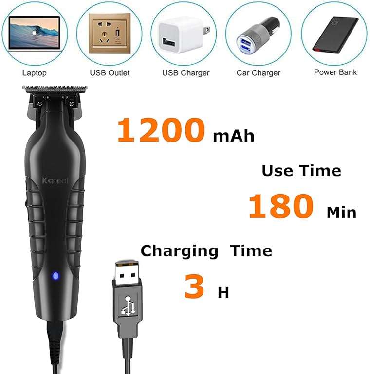 KEMEI PG2299 Professional Hair/Beard Trimmer for Men, Zero Gapped Hair Clippers for Barbers, Cordless - Image 4