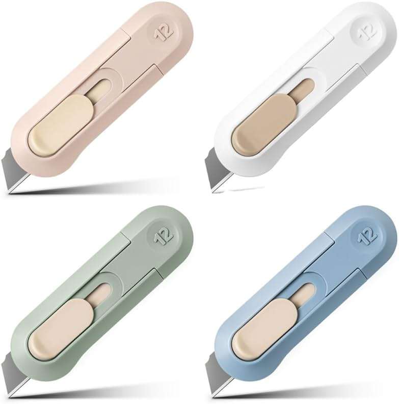 4pcs Utility Knife Box Cutters, Retractable Letter Opener, Sharp Cartons Cardboard Cutter Razor Knife for Christmas, Smooth Mechanism Perfect for Office and Home Use - Image 1