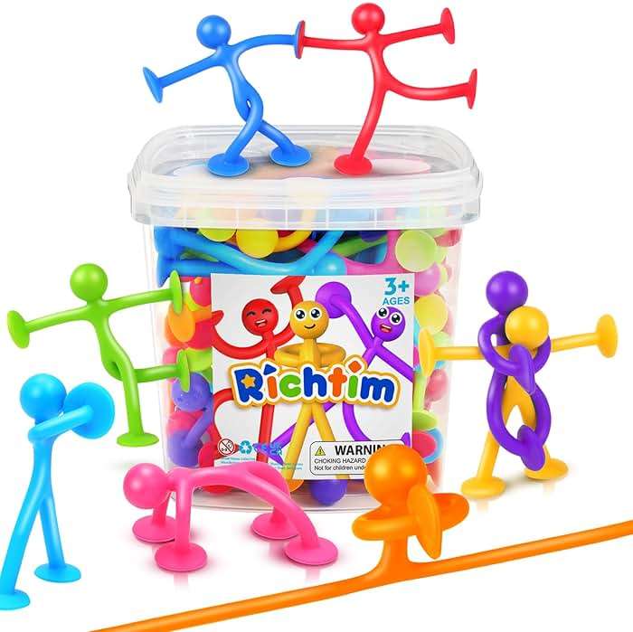 Suction Cup Fidget Sensory Toys: 48 Pack Suction Cup People Toys Fidget Toy for Autism Autistic ADHD Kids Ages 3+, Creative Travel Toy Idea for Boys Girls, Fidget Toys Bulk for Classroom - Image 1