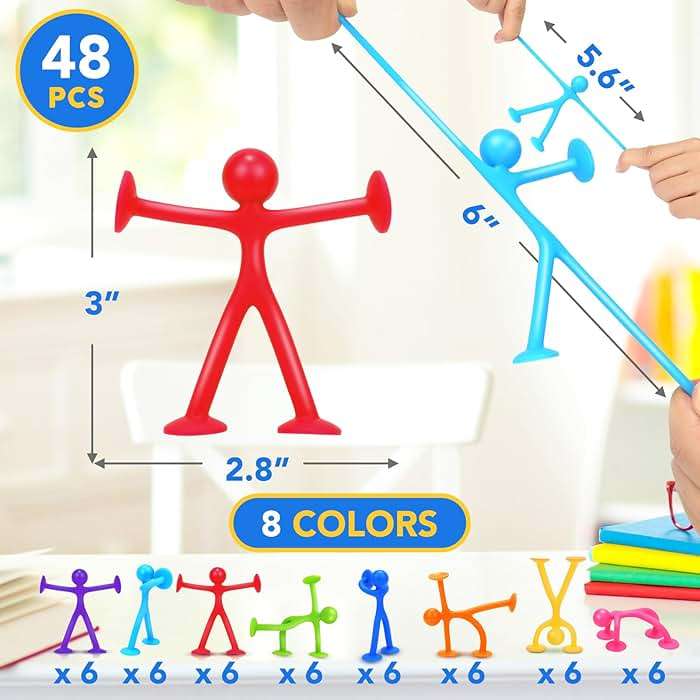 Suction Cup Fidget Sensory Toys: 48 Pack Suction Cup People Toys Fidget Toy for Autism Autistic ADHD Kids Ages 3+, Creative Travel Toy Idea for Boys Girls, Fidget Toys Bulk for Classroom - Image 3
