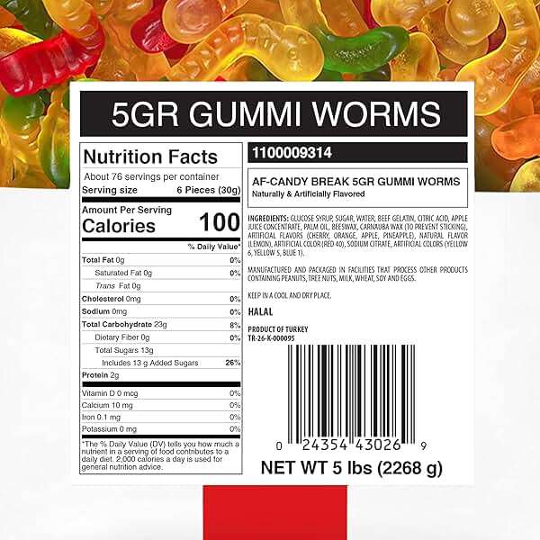 Candy Break Fruity & Sweet Gummy Worms, Assorted Fruit Flavors Bulk Candy, Chewy Gummies Snack for Kids & Adults, 5 lb Share Size Bag, Pack of 1 - Image 2