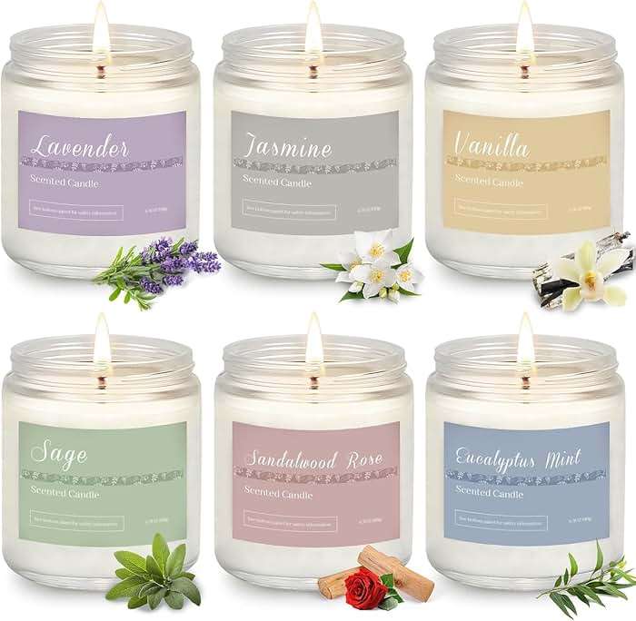 Scented Candles Gift Set, Long Lasting 6 Pack Aromatherapy Candles for Home, 42 oz 300 Hour Burn, Lavender Jasmine Vanilla Sage Sandalwood Rose Eucalyptus Mint, Gifts for Women - Image 1