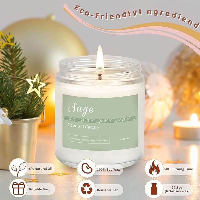Scented Candles Gift Set, Long Lasting 6 Pack Aromatherapy Candles for Home, 42 oz 300 Hour Burn, Lavender Jasmine Vanilla Sage Sandalwood Rose Eucalyptus Mint, Gifts for Women - Image 6