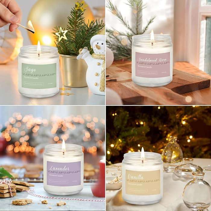 Scented Candles Gift Set, Long Lasting 6 Pack Aromatherapy Candles for Home, 42 oz 300 Hour Burn, Lavender Jasmine Vanilla Sage Sandalwood Rose Eucalyptus Mint, Gifts for Women - Image 7
