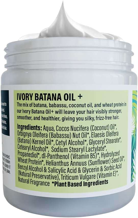 Ivory Batana Oil for Hair Growth Dr Sebi Organic - Authentic Batana Hair Mask from Honduras - Natural Hair Growth Product - Coconut Aroma - 4oz Jar - Image 9