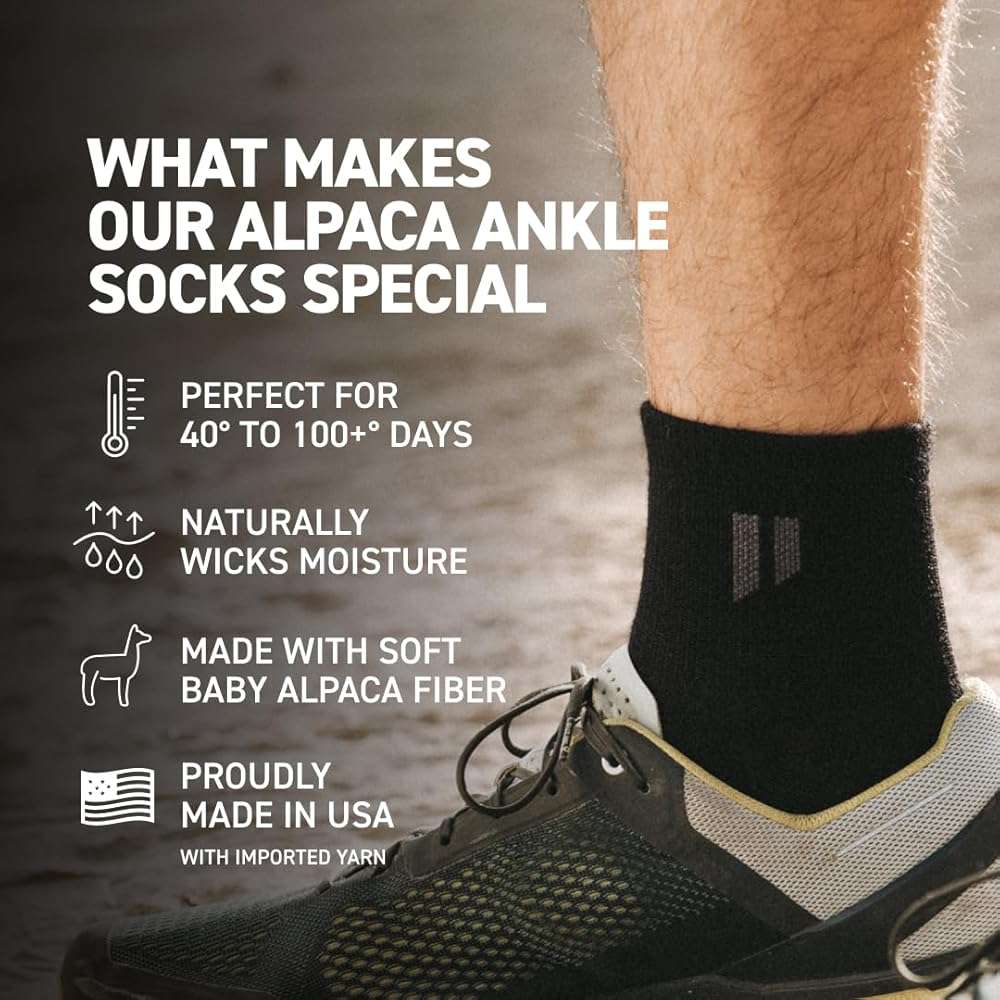 HOLLOW Alpaca Ankle Socks for Men and Women, Moisture Wicking Alpaca Socks for Hiking, Running, Temperature Regulating - Image 2